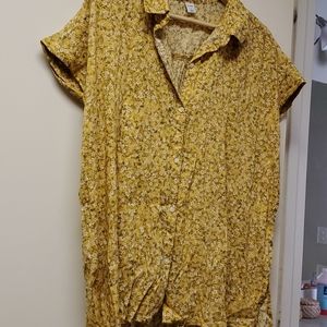 NWOT Yellow Floral Button Up Top